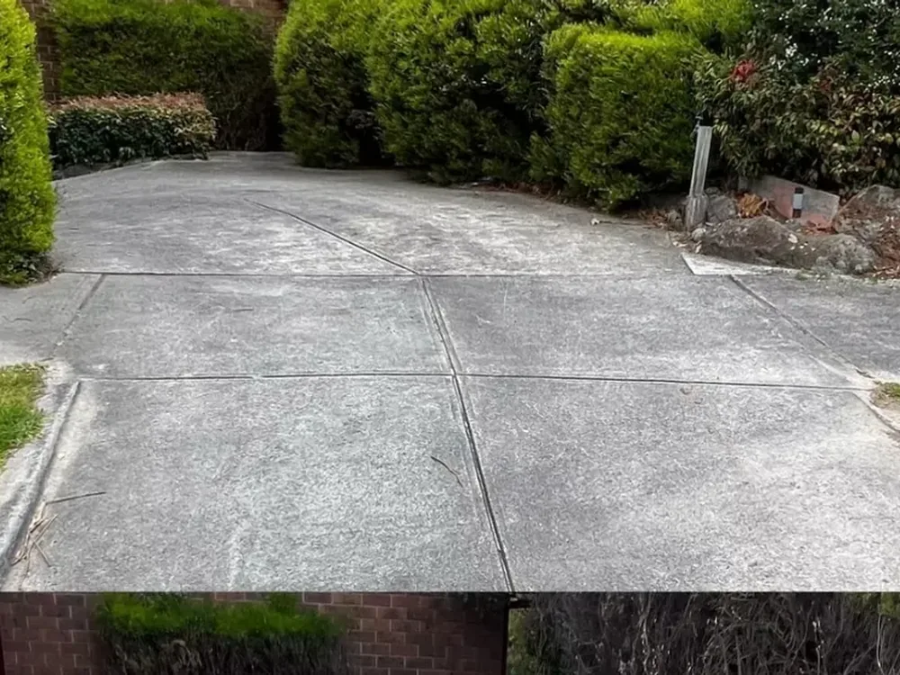 Before: a dirty, stained driveway in Melbourne's Eastern Suburbs