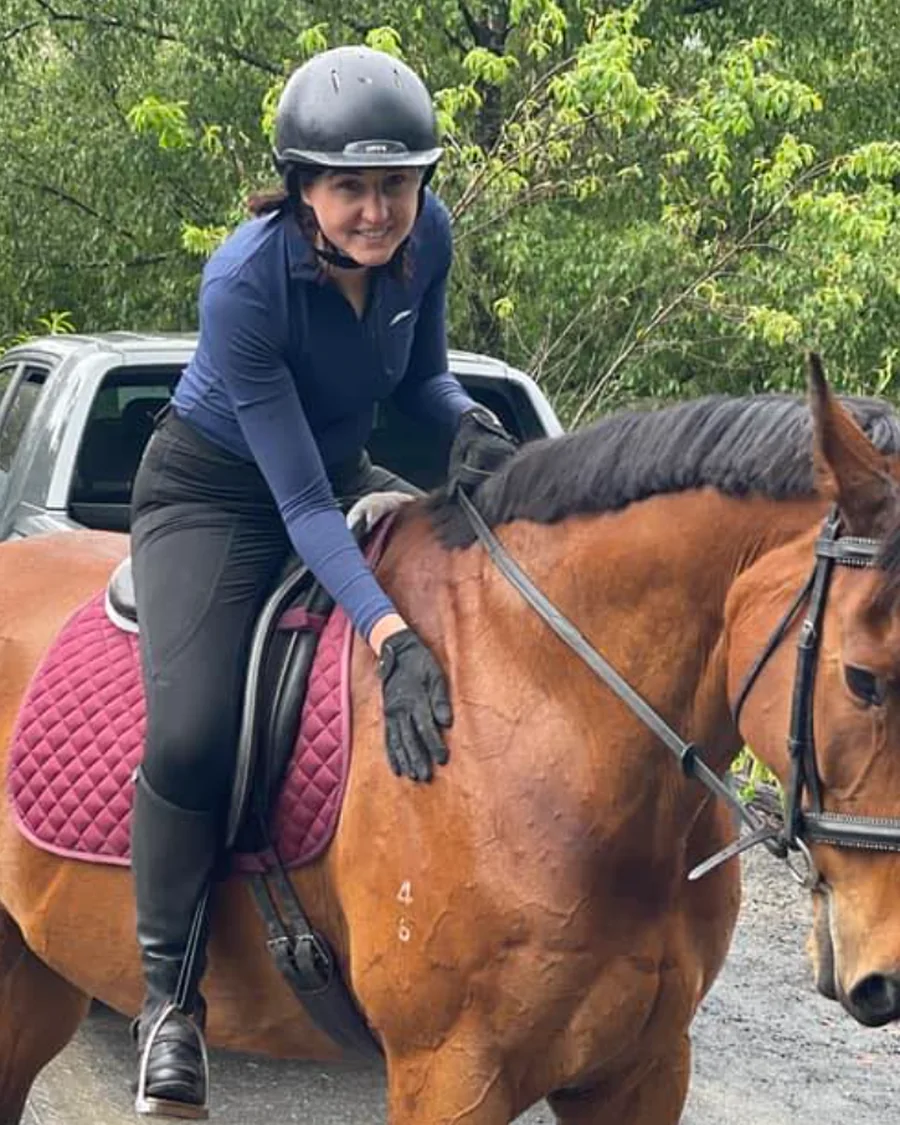 Sarah from Stan The Man Cleaning, who runs the business behind the scenes, out riding her horse